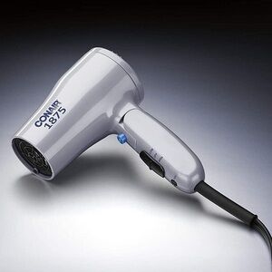 Conair 1875 Hair Dryer Compact Dual Voltage Travel Grey Folding Handle